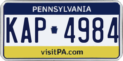 PA license plate KAP4984