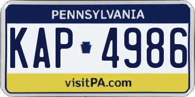PA license plate KAP4986