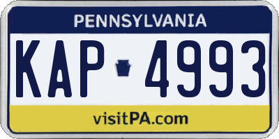 PA license plate KAP4993