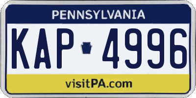 PA license plate KAP4996