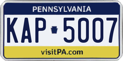 PA license plate KAP5007