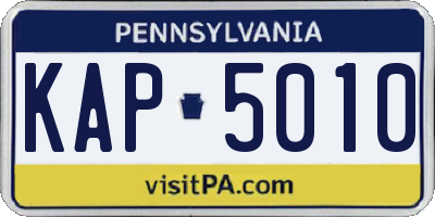 PA license plate KAP5010