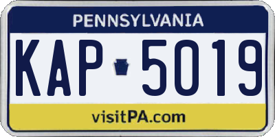 PA license plate KAP5019