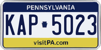 PA license plate KAP5023