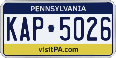 PA license plate KAP5026