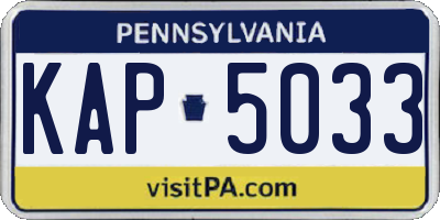 PA license plate KAP5033