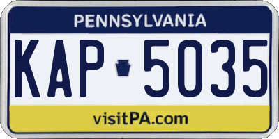 PA license plate KAP5035