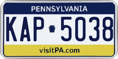 PA license plate KAP5038