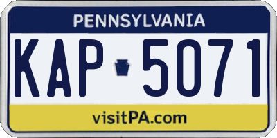 PA license plate KAP5071