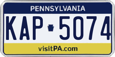 PA license plate KAP5074