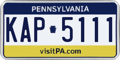PA license plate KAP5111