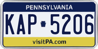 PA license plate KAP5206