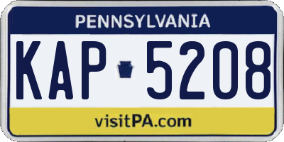 PA license plate KAP5208