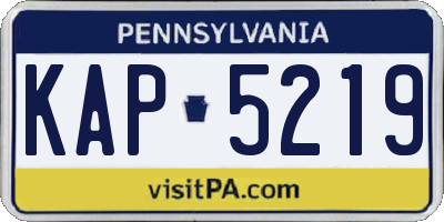 PA license plate KAP5219