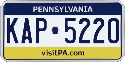 PA license plate KAP5220
