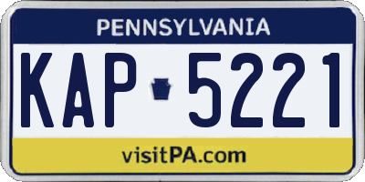 PA license plate KAP5221