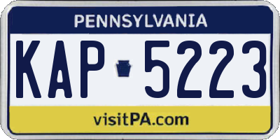 PA license plate KAP5223