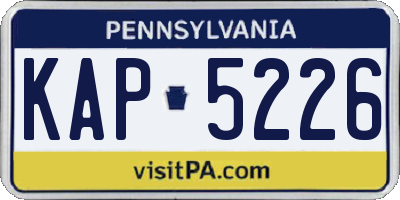 PA license plate KAP5226