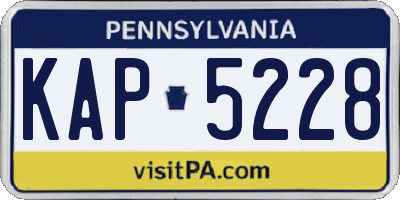 PA license plate KAP5228