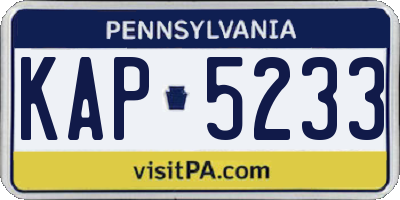 PA license plate KAP5233