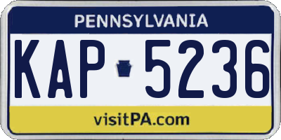 PA license plate KAP5236