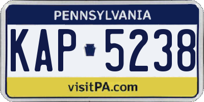 PA license plate KAP5238