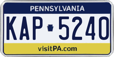 PA license plate KAP5240