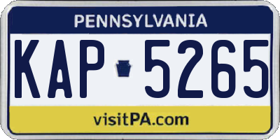 PA license plate KAP5265