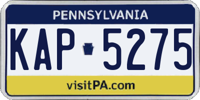 PA license plate KAP5275