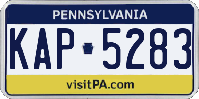 PA license plate KAP5283