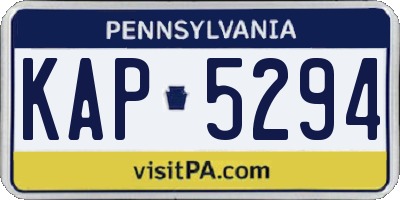 PA license plate KAP5294