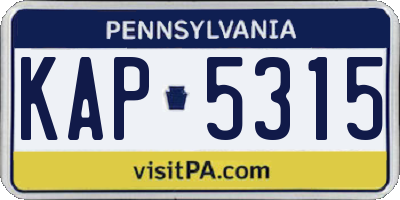 PA license plate KAP5315
