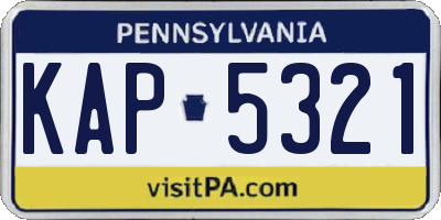 PA license plate KAP5321