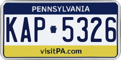 PA license plate KAP5326