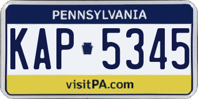 PA license plate KAP5345