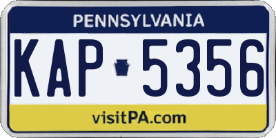 PA license plate KAP5356