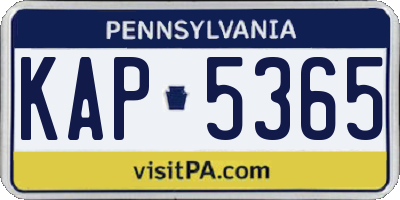 PA license plate KAP5365