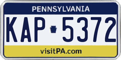 PA license plate KAP5372