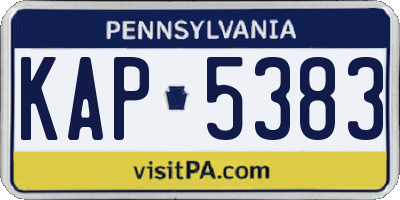 PA license plate KAP5383