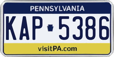 PA license plate KAP5386