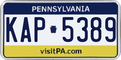PA license plate KAP5389