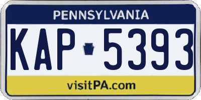 PA license plate KAP5393