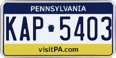 PA license plate KAP5403