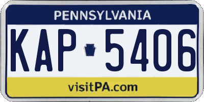 PA license plate KAP5406
