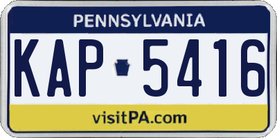 PA license plate KAP5416