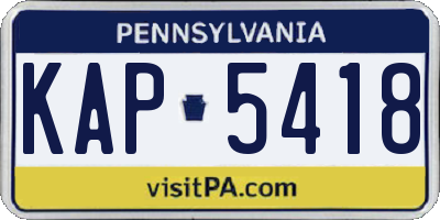 PA license plate KAP5418