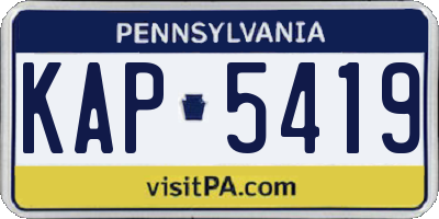PA license plate KAP5419