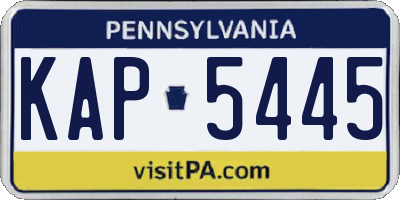 PA license plate KAP5445