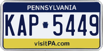 PA license plate KAP5449
