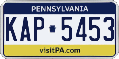 PA license plate KAP5453